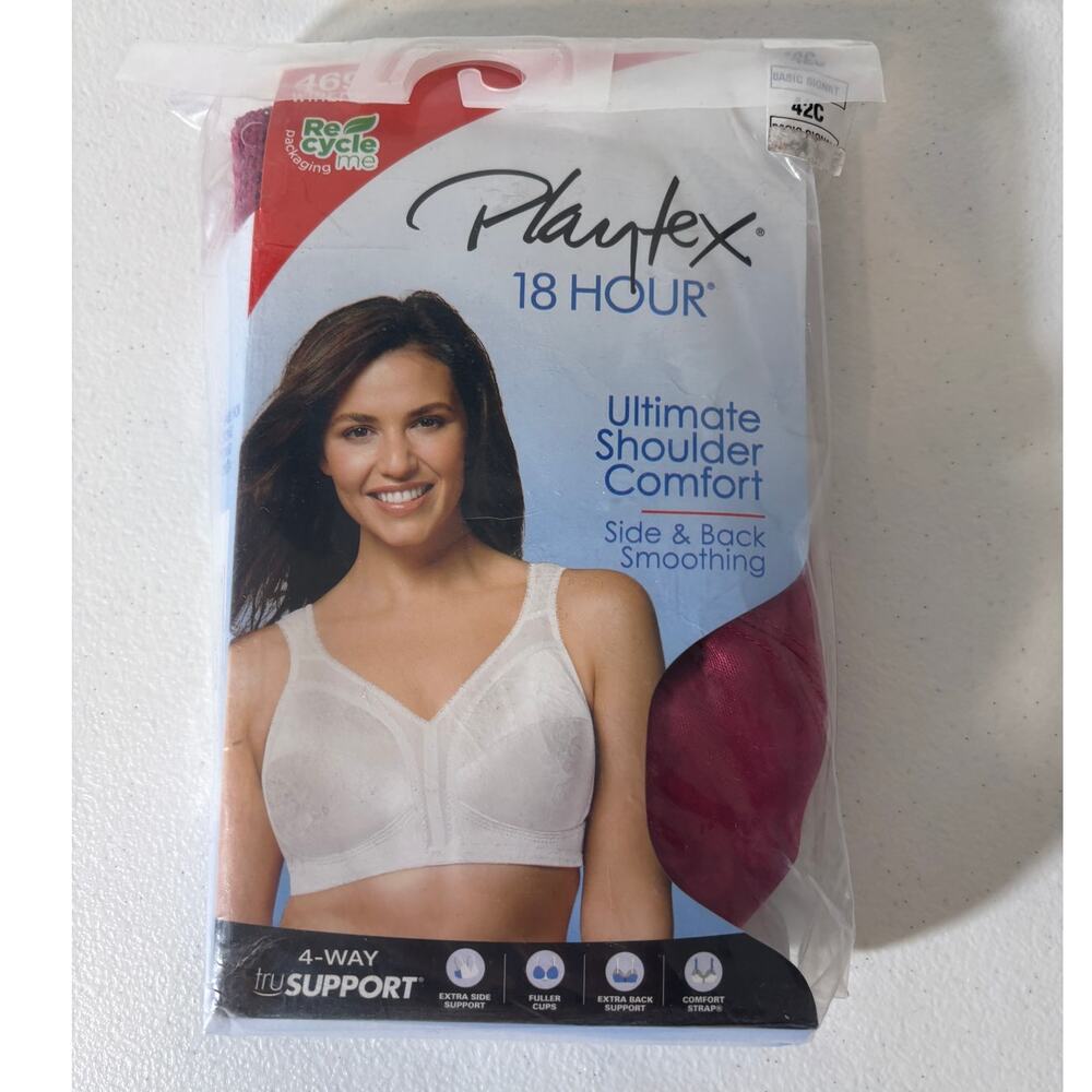 Playtex NEW Size 42C Berry Pink 18 Hour Ultimate Shoulder Comfort Wireless Bra